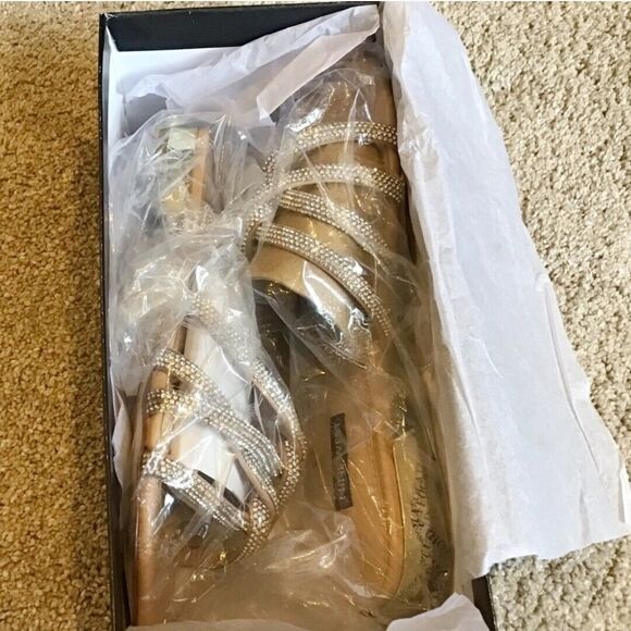 NINE WEST Iria5 Women's 6.5M Sandal Slip-on Blush Gold Wedding - Picture 5 of 7